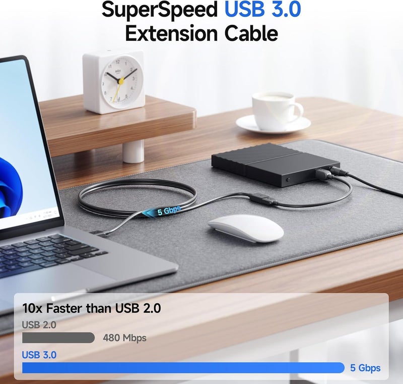Cable Matters USB Extension Cable 3m (USB 3 Extension Lead) Compatible with Keyboard, Mouse, U Disk, Printer, Scanner, Gaming Controller, Charging Cablein Black - Image 2