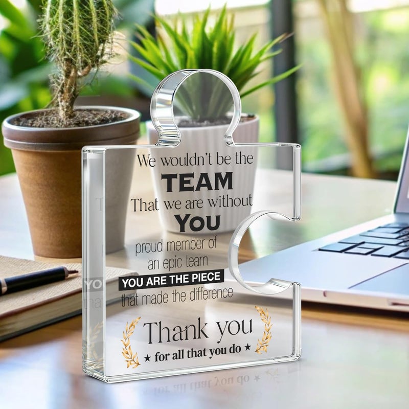 Yigaue Team Appreciation Gifts Thank You Gift for Coworkers Colleagues Employees Boss, Best Teams Ever Gifts We Wouldn't Be the Team We Are Without You Acrylic Puzzle Piece Plaque Office Decor - Image 3