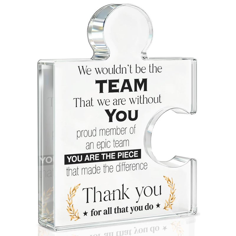 Yigaue Team Appreciation Gifts Thank You Gift for Coworkers Colleagues Employees Boss, Best Teams Ever Gifts We Wouldn't Be the Team We Are Without You Acrylic Puzzle Piece Plaque Office Decor - Image 1