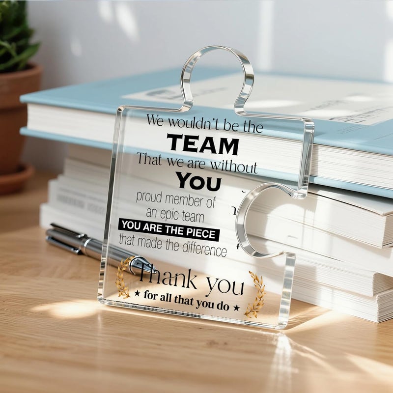 Yigaue Team Appreciation Gifts Thank You Gift for Coworkers Colleagues Employees Boss, Best Teams Ever Gifts We Wouldn't Be the Team We Are Without You Acrylic Puzzle Piece Plaque Office Decor - Image 5