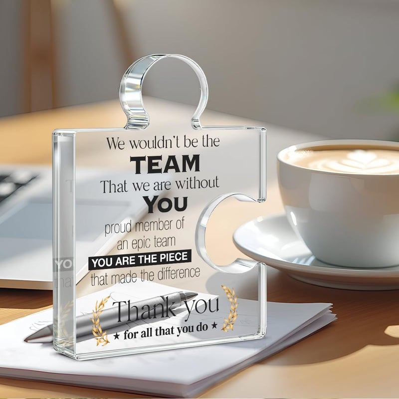 Yigaue Team Appreciation Gifts Thank You Gift for Coworkers Colleagues Employees Boss, Best Teams Ever Gifts We Wouldn't Be the Team We Are Without You Acrylic Puzzle Piece Plaque Office Decor - Image 4