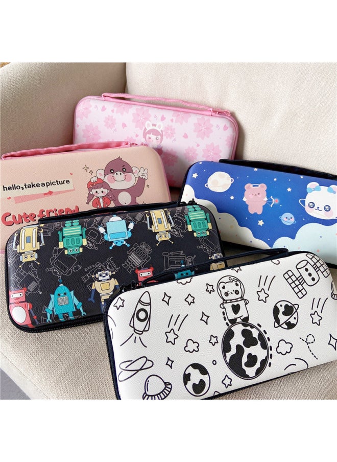 Generic - Suitable For Nintendo NS Cute Cartoon Animal Switch Card Slot Storage Bag Game Cover Leopard Print Protection Soft Case-Model:Double Row Robot-Switch Storage Bag - Image 1