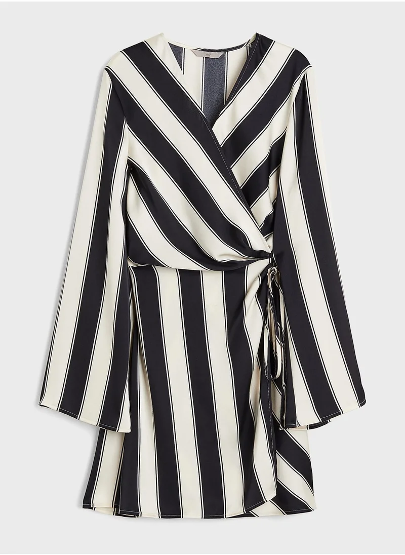 H&M Striped Surplice Neck Dress