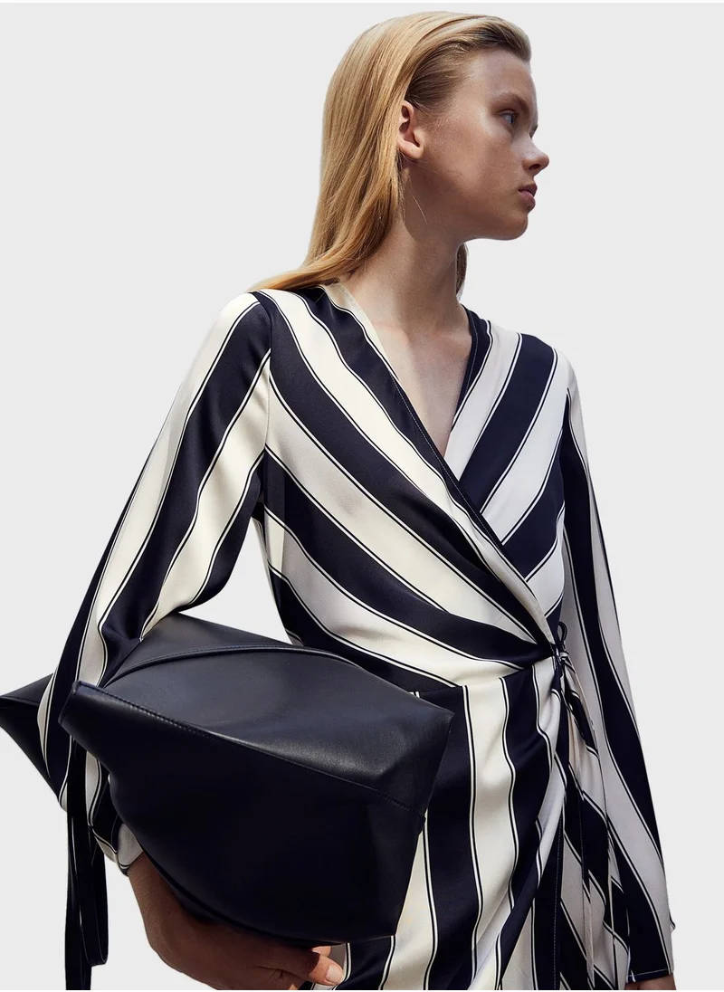 H&M Striped Surplice Neck Dress