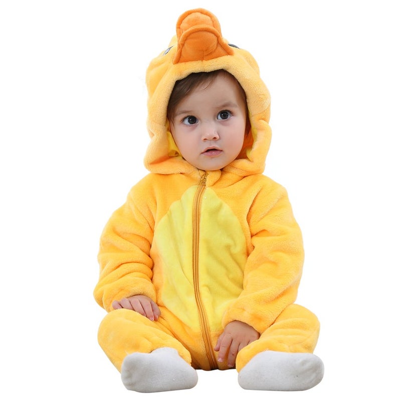 MICHLEY MICHLEY Unisex Baby Winter Hooded Romper Flannel Panda Style Cosplay Clothes90cm1318monthsDuck