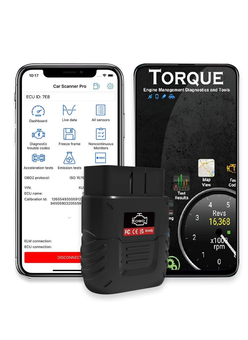Generic Bluetooth Car Scanner, Auto Diagnostic Scan Tool Car Fault Code Reader SinoTrack OBD2 Car Fault Reader Wireless Car Code Reader for iOS & Android Compatible with OBDII Protocol Vehicle Bluetooth 4.2  - Image 1