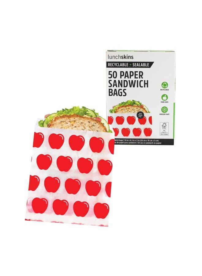 Lunchskins Paper Sandwich Bags - Sealable, Recyclable & Grease-Resistant - Disposable Snack Bags for Kids & Family - Self-Adhesive Closure for Freshness - Perfect for On-the-Go & Home Use - Image 1