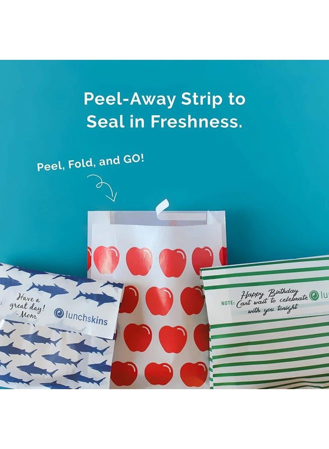 Lunchskins Paper Sandwich Bags - Sealable, Recyclable & Grease-Resistant - Disposable Snack Bags for Kids & Family - Self-Adhesive Closure for Freshness - Perfect for On-the-Go & Home Use - Image 3