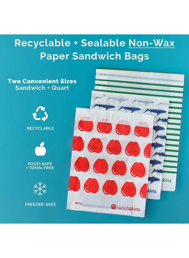 Lunchskins Paper Sandwich Bags - Sealable, Recyclable & Grease-Resistant - Disposable Snack Bags for Kids & Family - Self-Adhesive Closure for Freshness - Perfect for On-the-Go & Home Use - Image 2