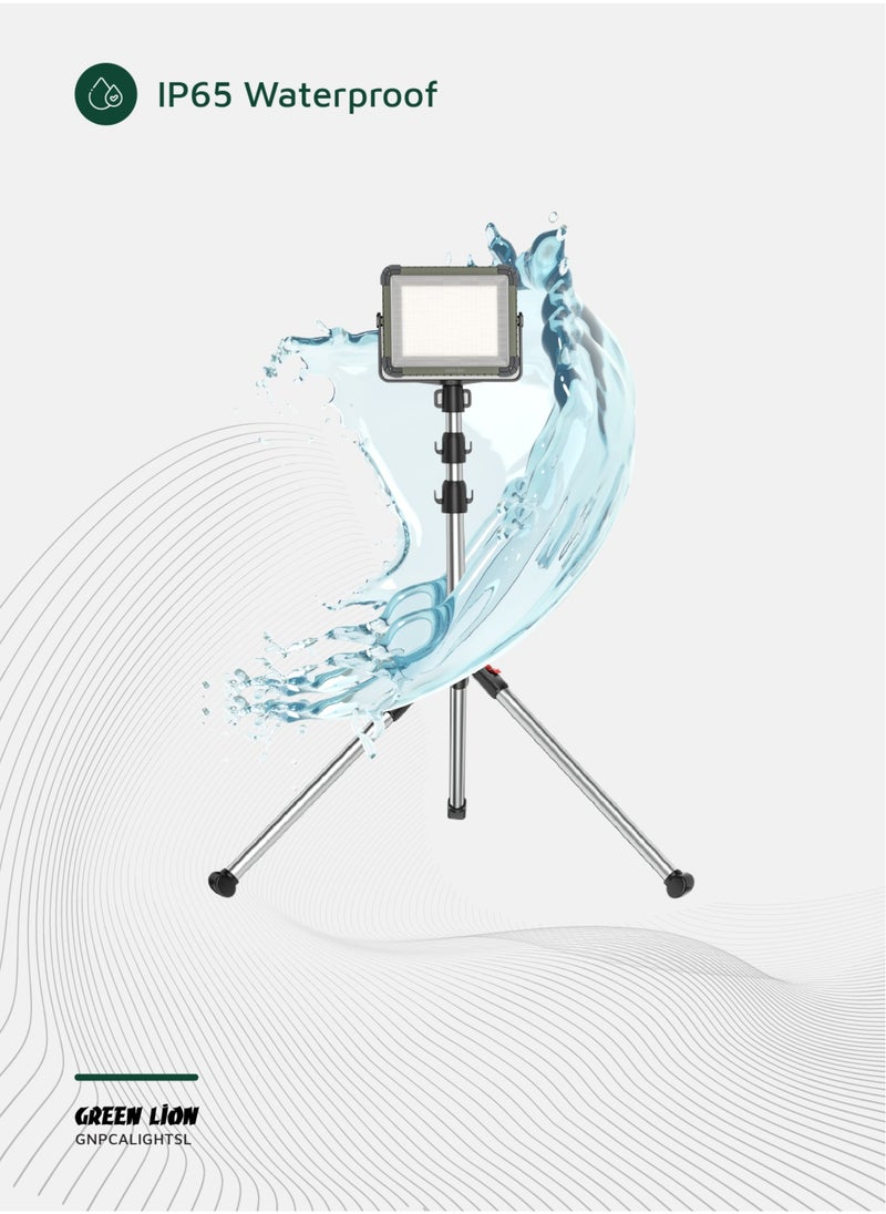 GREEN LION - 2 in 1 Solar Camping Light & Power Bank 7200mAh with Solar Powered Energy & 360° Rotation / Remote Control / 12 Hours  Working Time / Digital Battery Display / Different Light Modes / 1500 lm Brightness - Siver - Image 1
