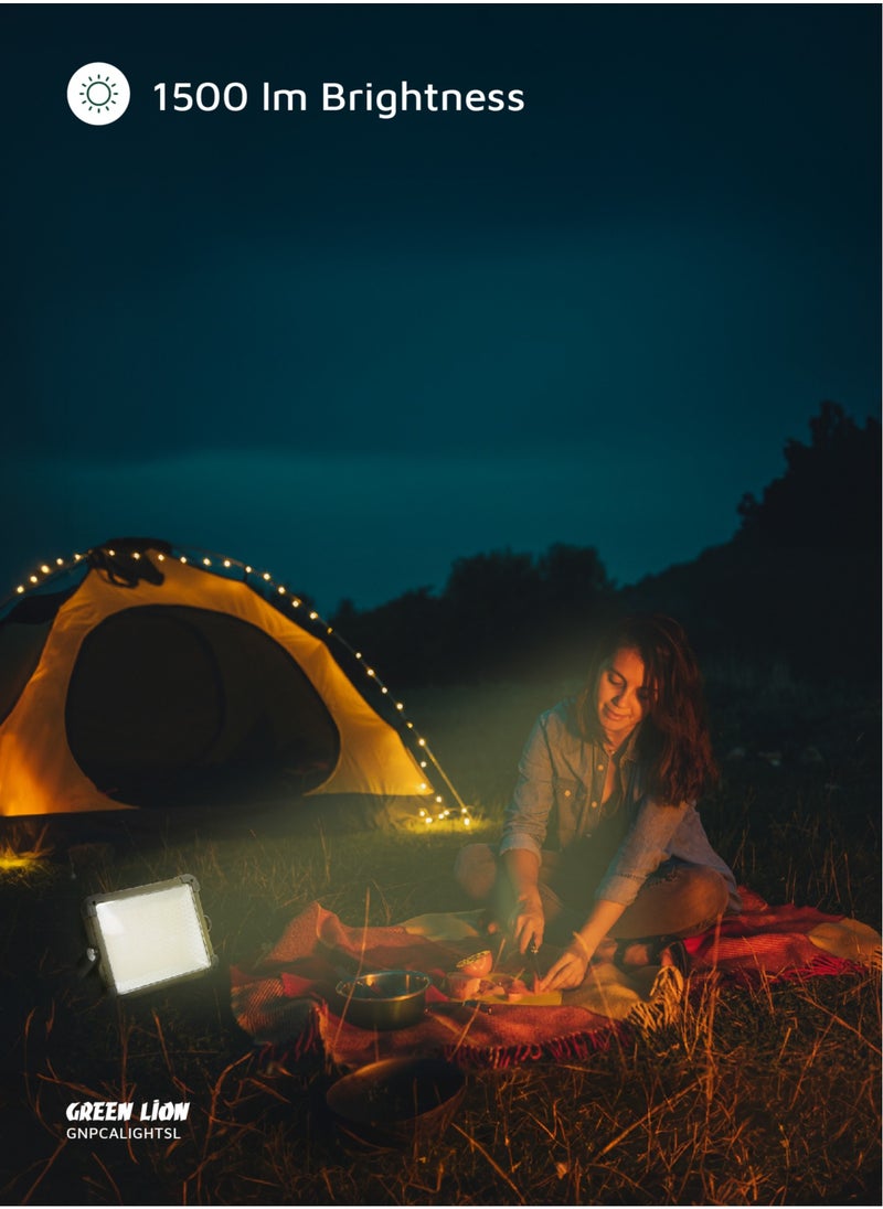 GREEN LION - 2 in 1 Solar Camping Light & Power Bank 7200mAh with Solar Powered Energy & 360° Rotation / Remote Control / 12 Hours  Working Time / Digital Battery Display / Different Light Modes / 1500 lm Brightness - Siver - Image 1