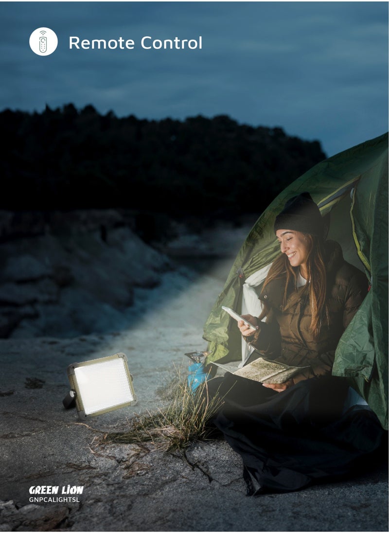 GREEN LION - 2 in 1 Solar Camping Light & Power Bank 7200mAh with Solar Powered Energy & 360° Rotation / Remote Control / 12 Hours  Working Time / Digital Battery Display / Different Light Modes / 1500 lm Brightness - Siver - Image 1