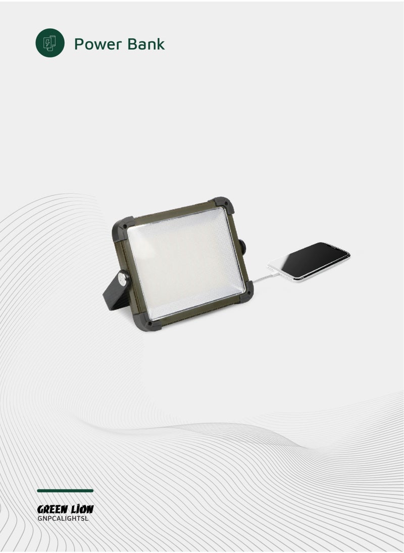 GREEN LION - 2 in 1 Solar Camping Light & Power Bank 7200mAh with Solar Powered Energy & 360° Rotation / Remote Control / 12 Hours  Working Time / Digital Battery Display / Different Light Modes / 1500 lm Brightness - Siver - Image 1