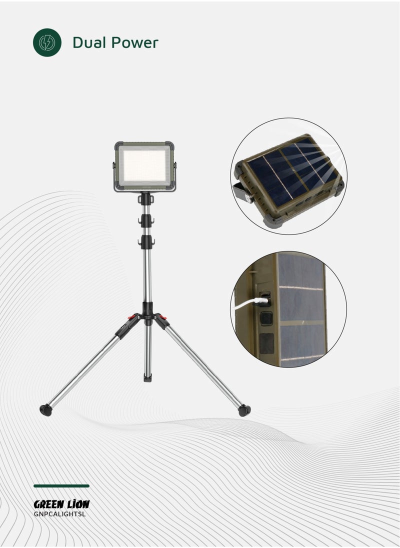 GREEN LION - 2 in 1 Solar Camping Light & Power Bank 7200mAh with Solar Powered Energy & 360° Rotation / Remote Control / 12 Hours  Working Time / Digital Battery Display / Different Light Modes / 1500 lm Brightness - Siver - Image 1