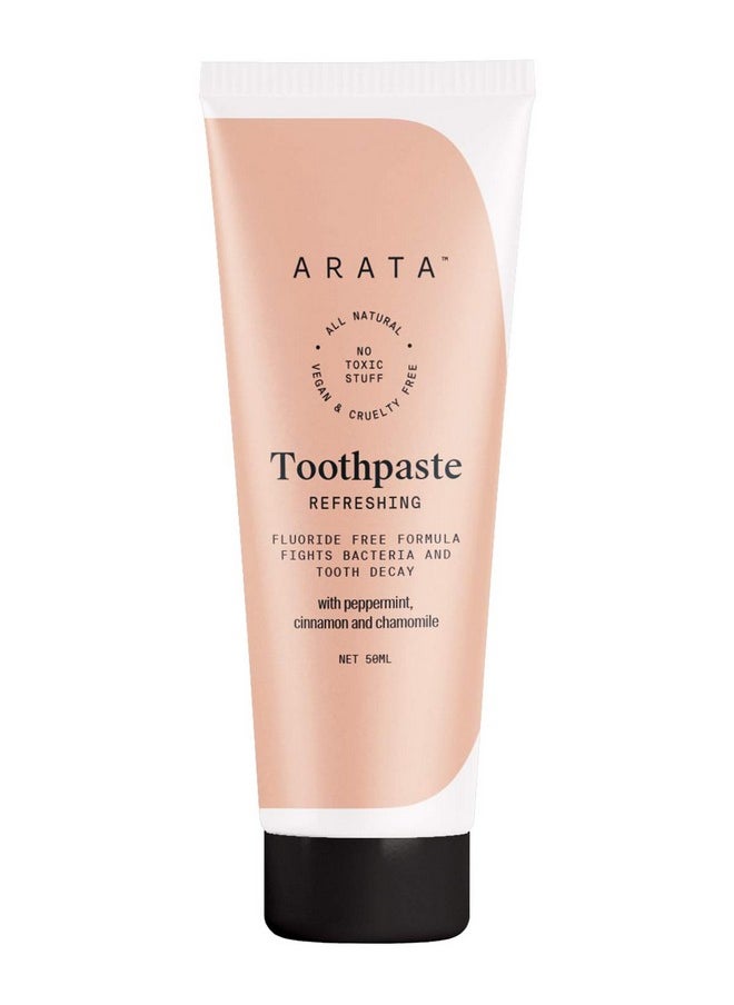 Natural Refreshing Toothpaste With Peppermint,Cinnamon&Chamomile,Fluoride-Free Formula Fights Bacteria&Tooth Decay,Transparent For Freshening,Anti-Bacterial,50 Ml,Pack Of 1