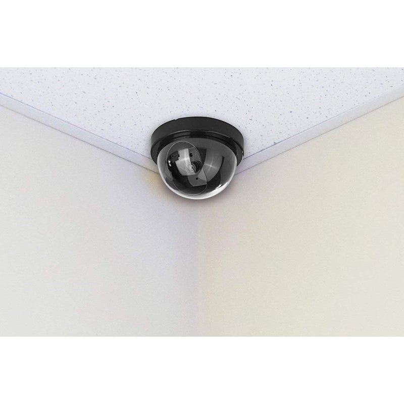 KP2 ®Dummy Fake Wired Security CCTV Dome Camera with Flashing Red LED Light, Black - Image 2