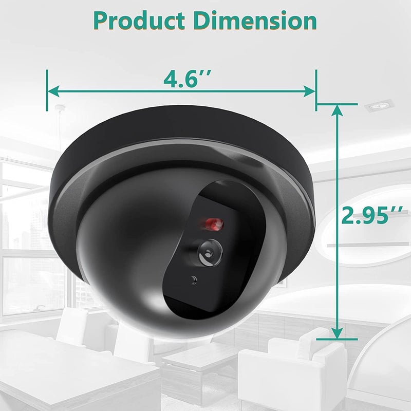KP2 ®Dummy Fake Wired Security CCTV Dome Camera with Flashing Red LED Light, Black - Image 3