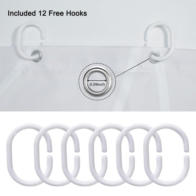 Punkray Ombre Grey Shower Curtain for Bathroom with Hooks White Shower Curtain Set Stripe Bath Curtains Decorative Shower Curtains Water Repellent Washable  72x72 - Image 4