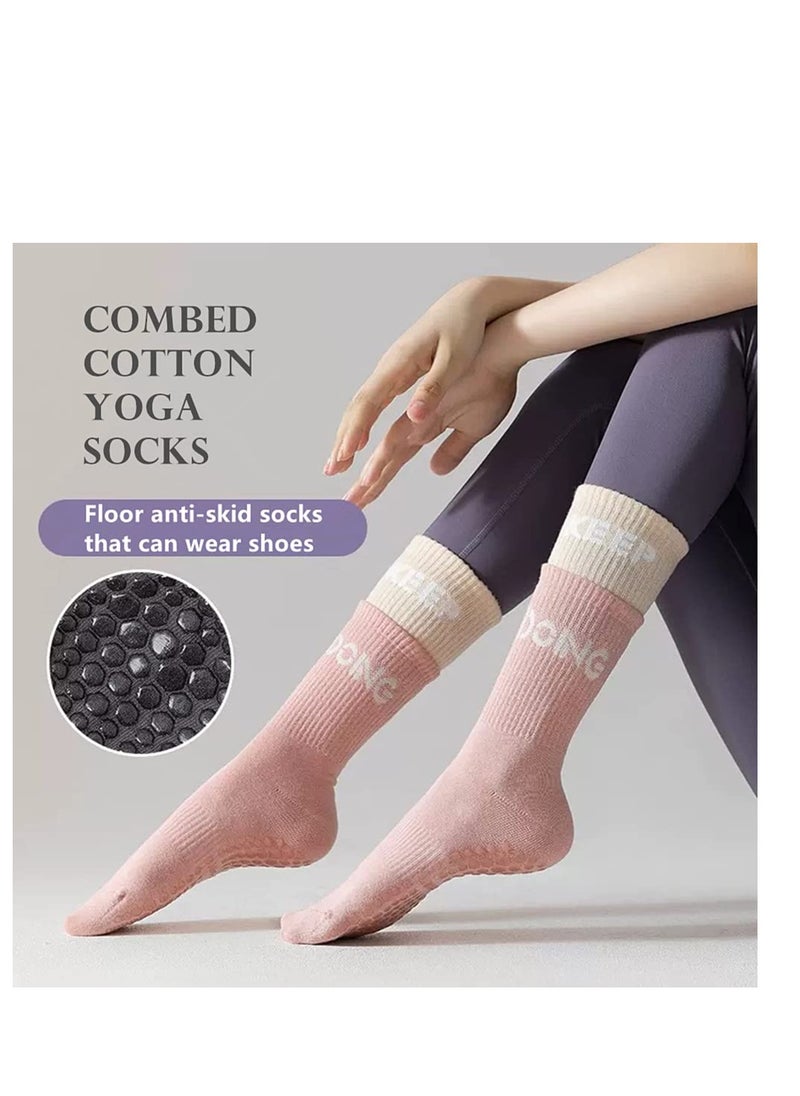 SYOSI Yoga Socks, 6 Pairs Women's Medium Socks, Yoga Socks Athletic Cushioned Crew Sock, Non Slip Sock Women, Yoga Pilates Socks  - Image 3