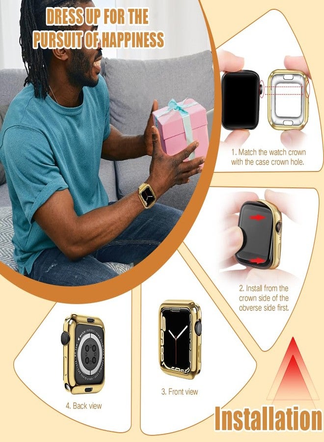 top4cus 44mm Cover Environmental Soft Flexible TPU Anti-Scratch Lightweight Protective 44mm Iwatch Case Compatible with Apple Watch Series 8/7 Series 6/SE/5/4 Series 3/2/1 - Gold - Image 5