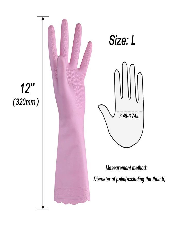 HSL Household Cleaning Gloves - Reusable Kitchen Dishwashing Gloves with Latex Free, Cotton lining, Waterproof, Non-Slip (Large, 2 Pairs) - Image 2