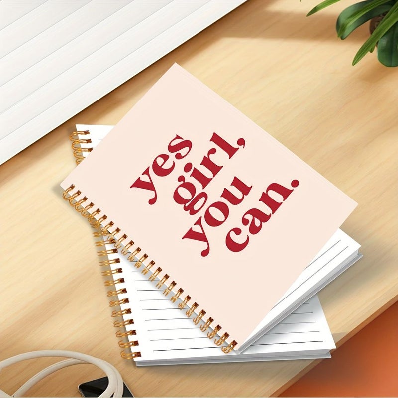 Beige Yes Girl You Can Inspirational Journal For Women And Girls Hard Cover Spiral Notebook Lined Pages 120 Sheets Thick Paper Office School Supplies - Image 4