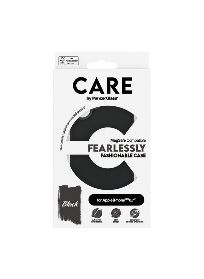 PanzerGlass حافظة بانزر جلاس كير للموضة مع ميغ سيف لهاتف آبل آيفون 16 بلس 6.7" 2024 | حماية من السقوط حتى 15 قدم، تصميم نحيف وخفيف الوزن، حافظة تجمع بين الموضة والوظيفة، حافة مرتفعة لكاميرا، متوافقة مع ميغ سيف - سوداء - Image 4