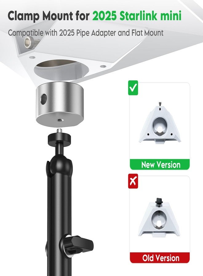 XLTTYWL 2025 Starlink Mini Pole Mount Kit, Aluminum Mini Starlink Tripod Adapter with 1/4"-20 & 3/8"-16 Thread and Adjustable Clamp Bracket for Star Link Mini Dishy RV, Camper, Roof Rack, Balcony - Image 4