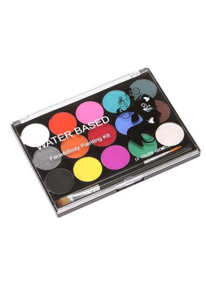 Face Paint Kits, 15 Colors Professional Based Palette Body Face Painting Supplies with 2 Brushes, Hypoallergenic Water Based Paints for Party - Image 2
