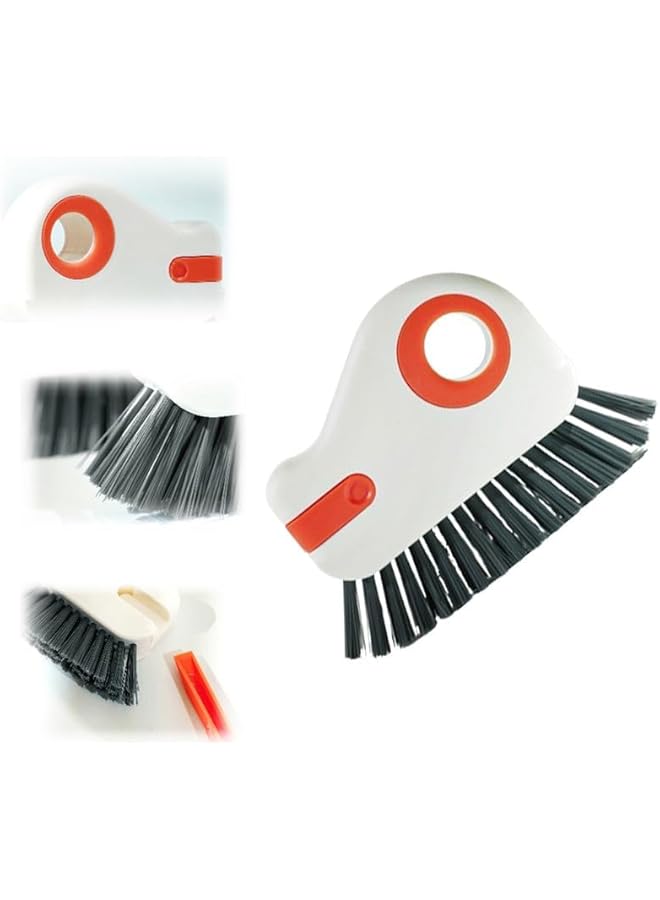 PROMASS 2 in 1 Groove Cleaning Brush Window Track Cleaning Tool, Hard Bristle Crevice Cleaner with Hidden Scraper, Grout Grip Brush for Sliding Door Track, Orange, 1 Piece