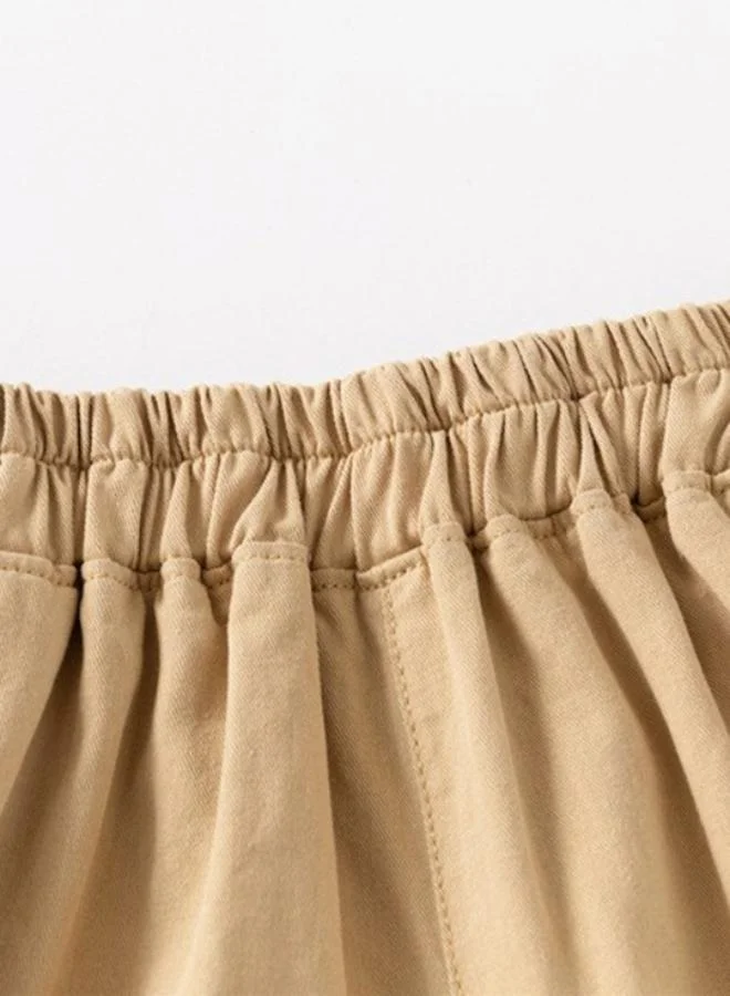 يونيكي Beige Regular Fit Mid Rise Solid Shorts