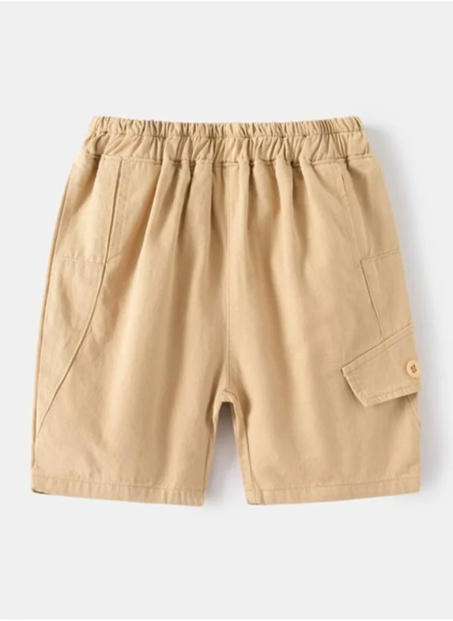 YUNIQEE Beige Regular Fit Mid Rise Solid Shorts