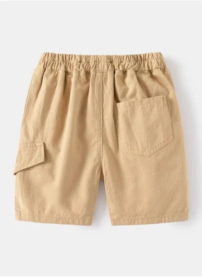 YUNIQEE Beige Regular Fit Mid Rise Solid Shorts