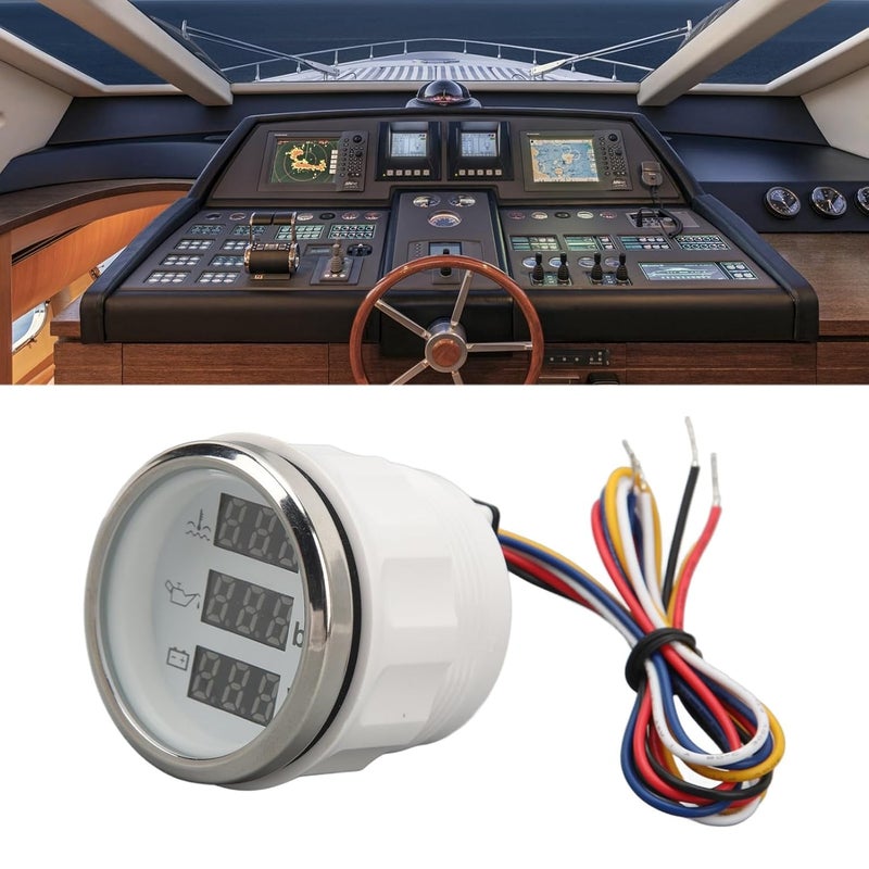 Hydraulic Water Temperature Voltmeter, Accurate Measurement 52mm Warning Function Real Time Display 3 in 1 RV Digital Gauge RV - Image 3