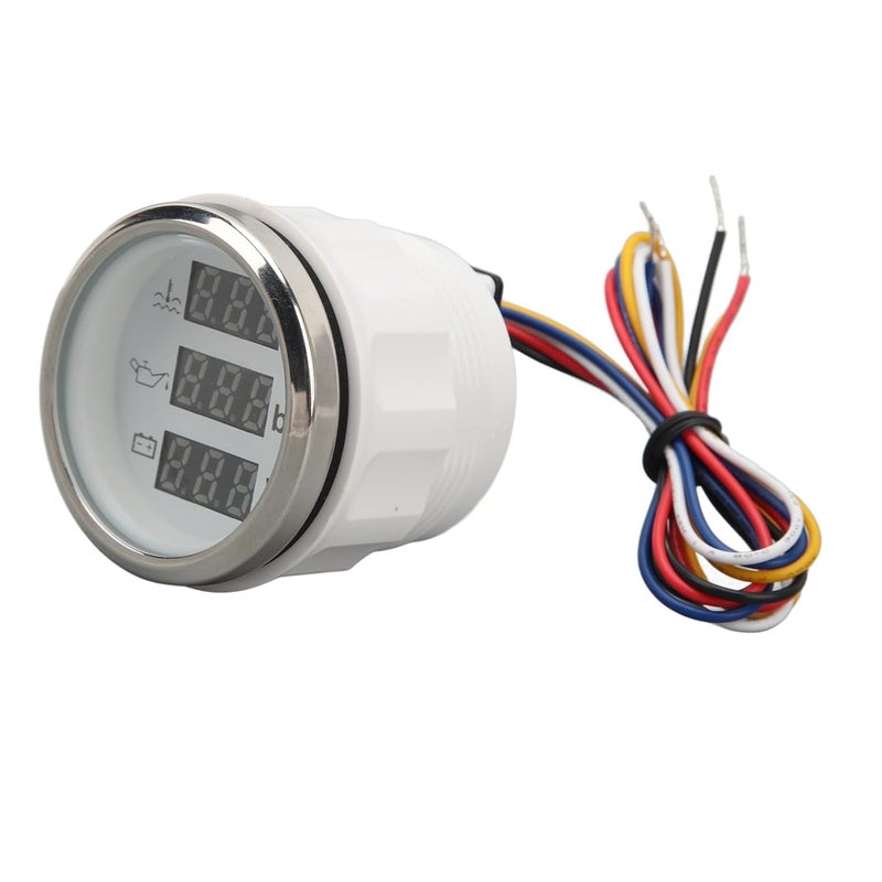 Hydraulic Water Temperature Voltmeter, Accurate Measurement 52mm Warning Function Real Time Display 3 in 1 RV Digital Gauge RV - Image 4