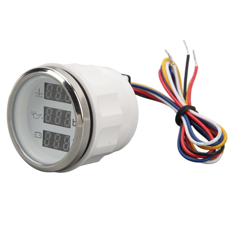 Hydraulic Water Temperature Voltmeter, Accurate Measurement 52mm Warning Function Real Time Display 3 in 1 RV Digital Gauge RV - Image 2