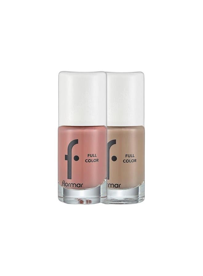 flormar Full Color Nail Enamel FC06 Go Nude + Full Color Nail Enamel FC04 Rose Gold - Image 1