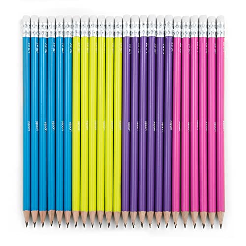 Yoobi No. 2 Pencils, Pre-sharpened in Bright Colors, Pink, Purple, Blue and Yellow, Fun School Supplies for Kids, Teens and Adults, 24 Pack - Image 1