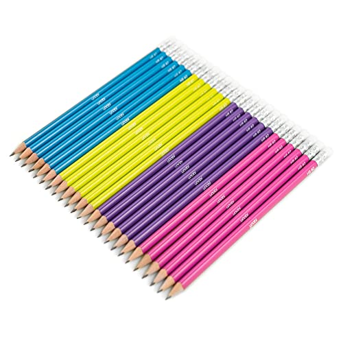 Yoobi No. 2 Pencils, Pre-sharpened in Bright Colors, Pink, Purple, Blue and Yellow, Fun School Supplies for Kids, Teens and Adults, 24 Pack - Image 2