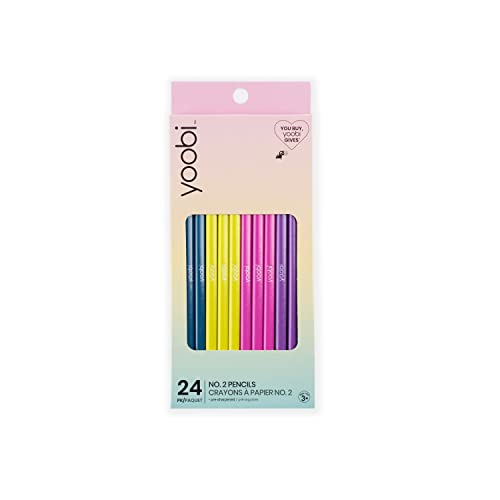 Yoobi No. 2 Pencils, Pre-sharpened in Bright Colors, Pink, Purple, Blue and Yellow, Fun School Supplies for Kids, Teens and Adults, 24 Pack - Image 4