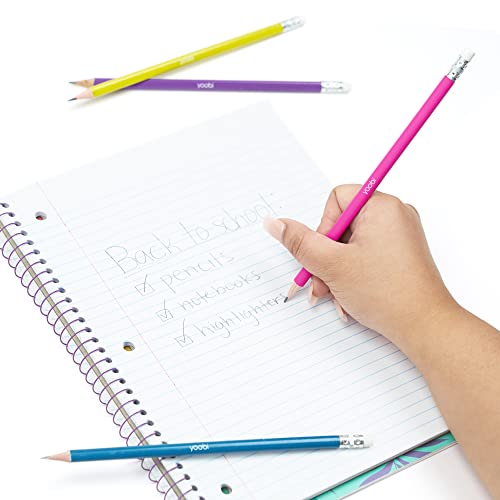 Yoobi No. 2 Pencils, Pre-sharpened in Bright Colors, Pink, Purple, Blue and Yellow, Fun School Supplies for Kids, Teens and Adults, 24 Pack - Image 3