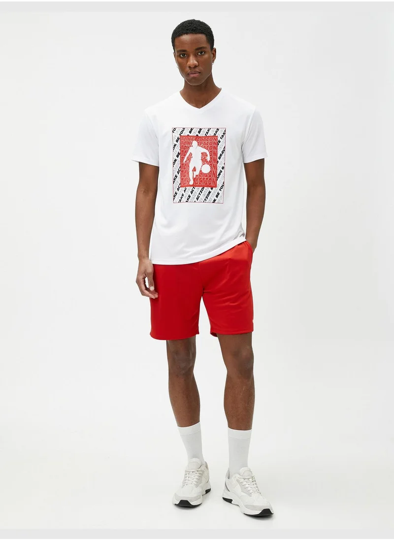 كوتون Sport Oversized T-Shirt Basketball Printed Crew Neck Short Sleeve