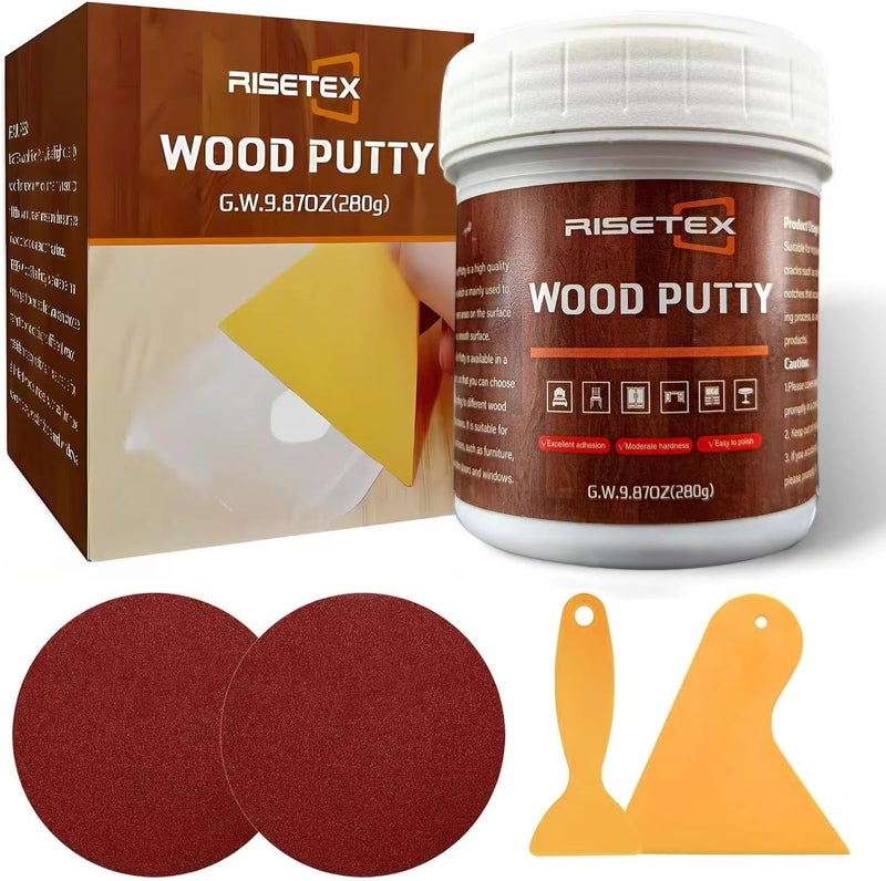 RISETEX Wood Filler Putty,9.87 Ounce Wood Filler Stainable and Paintable,Walnut Wood Putty,Wood Repair Kit for Quickly Repair Any Breaks,Cracks,Chips and Defects in Wooden Furniture,Easy to Use and Sand - Image 1