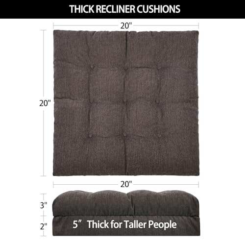 HAVARGO Recliner Cushions for Elderly, 20x20x5 Inch Thick Chair Cushion Patent Design Soft Tufted Dual Layer Booster Seat Cushions for Seniors Recliner Risers Taupe 1P - Image 2