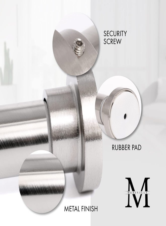 Meriville 1-inch Diameter Metal Spring Tension Rod, Closet Rod, Tension Curtain Rod, Shower Curtain Rod, Adjustable Length 24-inch to 42-inch, Satin Nickel - Image 4
