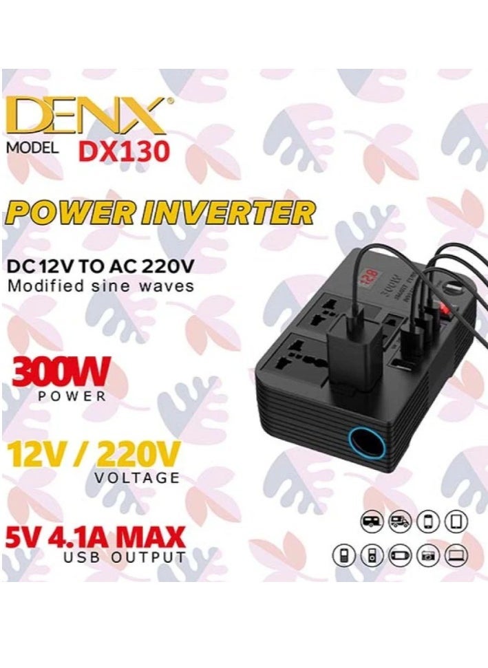 Denx 300W Car Power Inverter 12V To 220V Converter With Digital Display Multi Outlet  - Image 5