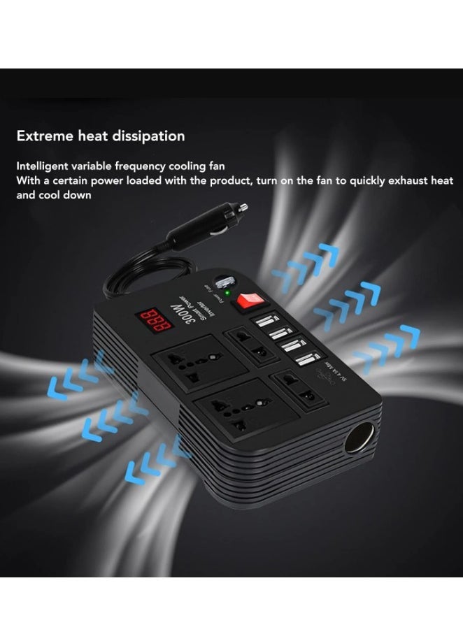 Denx 300W Car Power Inverter 12V To 220V Converter With Digital Display Multi Outlet  - Image 3