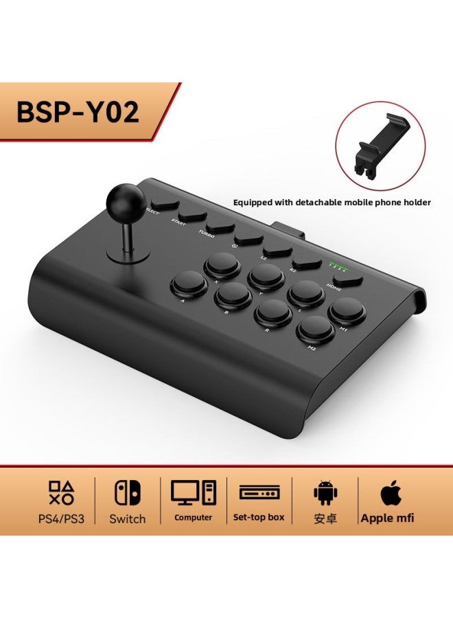 Y02 Large Arcade Style Fighting Game Controller For Ps4 Switch Android Ios Computer Street Fighter Dualshock 4 Gamepad-Product Color:Black  - Image 1