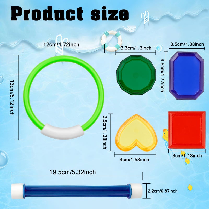 Leislam Pool Toys for Kids Ages 8-12 4-8, 16 PCS Pool Diving Toys for Kids Age 3-10, Summer Underwate Swimming Training Diving Rings Diving Sticks Diving Gems Set with Storage Bag for Water Games Toys Gifts - Image 2
