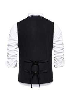 KUYING New Men's Retro V-Neck Fake Two Piece Vest  - Image 3